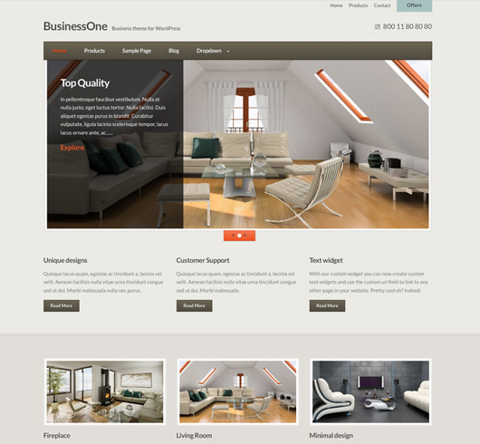 Screenshot of Business WordPress theme BusinessOne