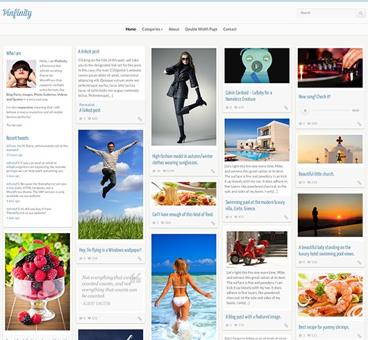 Screenshot of Pinterest-like Theme Pinfinity