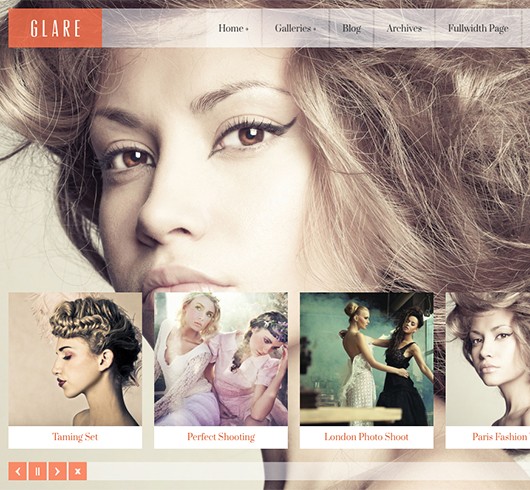 Screenshot of WordPress theme for photographers Glare