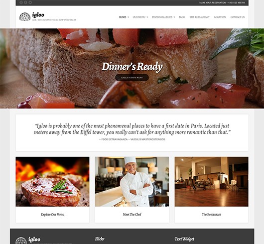 Screenshot of WordPress theme for bars & restaurants Igloo