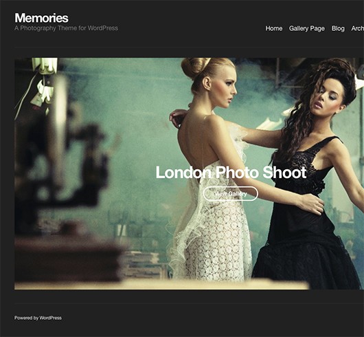 Screenshot of Portfolio WordPress theme Memories