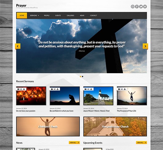 Screenshot of Church theme for WordPress Prayer