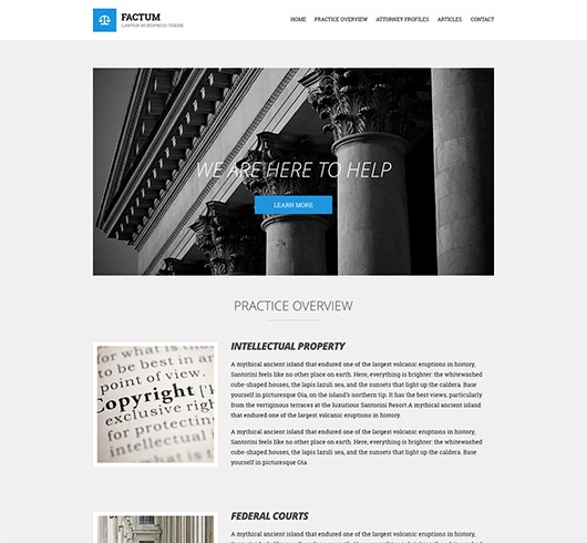 Screenshot of Law theme for WordPress Factum