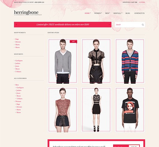 Screenshot of WooCommerce theme for WordPress Herringbone