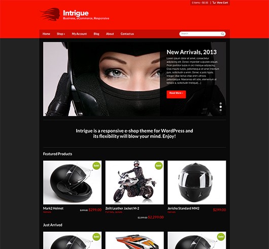 Screenshot of WooCommerce WordPress theme Intrigue