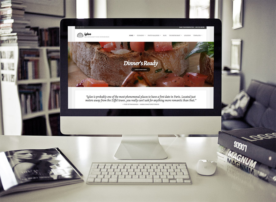 Screenshot of WordPress theme for bars & restaurants Igloo on Desktop