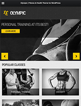 Screenshot of Fitness/Health WordPress theme Olympic on Mini Tablet