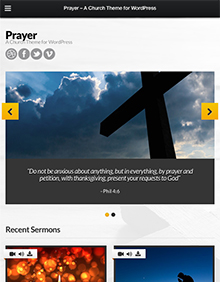 Screenshot of Church theme for WordPress Prayer on Tablet