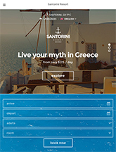 Screenshot of Hotel theme for WordPress Santorini Resort on Mini Tablet
