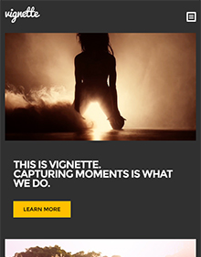 Screenshot of Photography WordPress Theme Vignette on Tablet