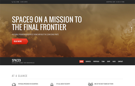 Screenshot of Business/WooCommerce theme for WordPress Space9 on Laptop