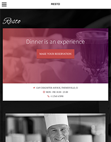 Screenshot of Restaurant/Bar theme for WordPress Resto on Tablet