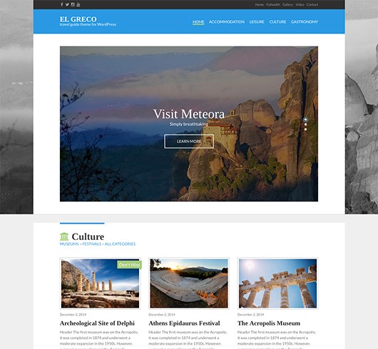 Screenshot of Travel Guide theme for WordPress El Greco