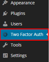 Two factor authentication tab