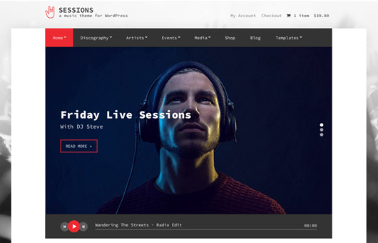Screenshot of Music WordPress theme Sessions on Laptop