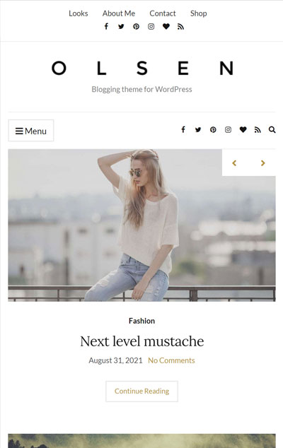Mobile screenshot of Olsen Light WordPress theme