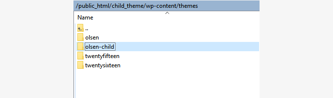 Child theme folder