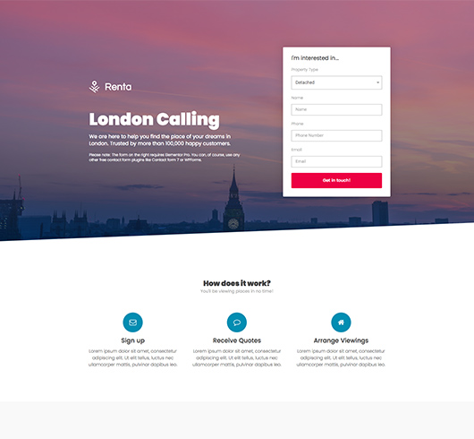 London Elementor template