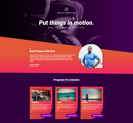 Motion Elementor template