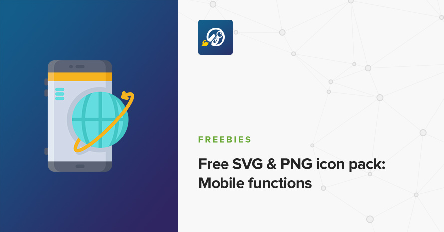Free SVG & PNG icon pack: Mobile functions WordPress template
