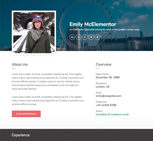 Emily Elementor template