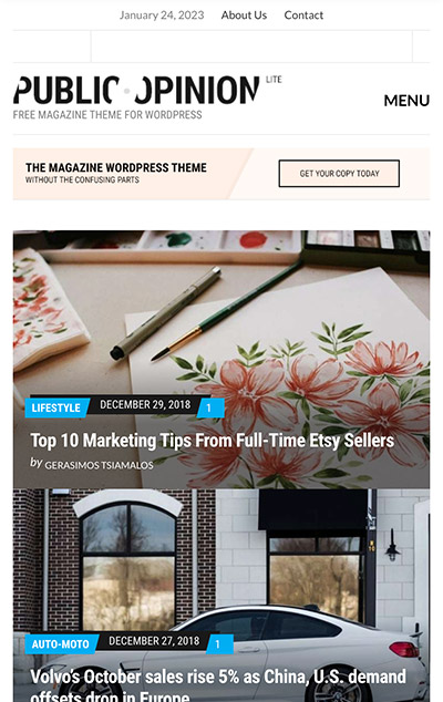 Mobile screenshot of Public Opinion Lite WordPress theme