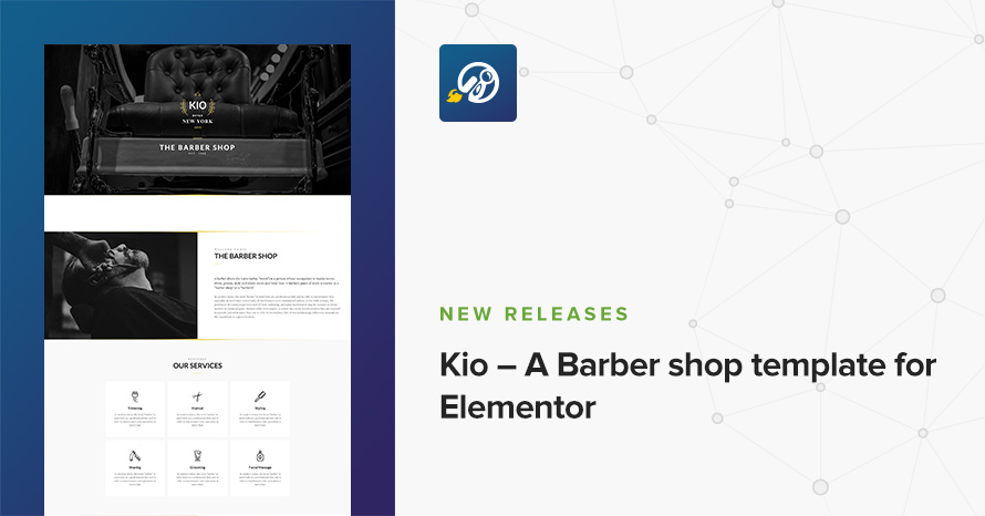 Kio – A Barber shop template for Elementor WordPress template