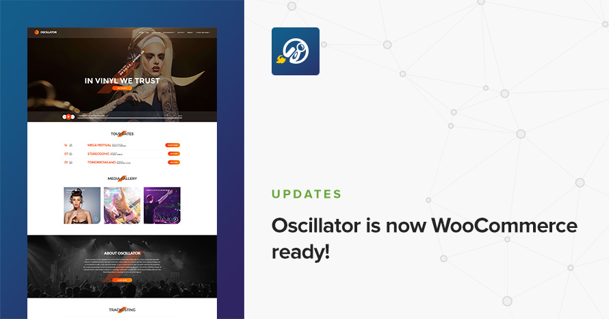 Oscillator is now WooCommerce ready! WordPress template