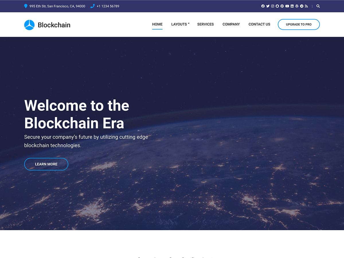 Desktop screenshot of Blockchain Lite WordPress theme