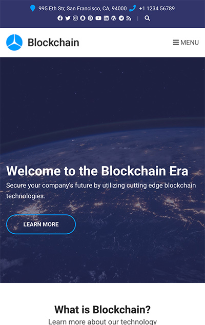 Mobile screenshot of Blockchain Lite WordPress theme