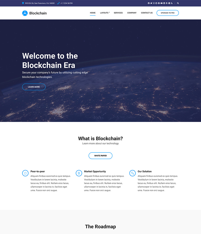 Blockchain Lite WordPress template