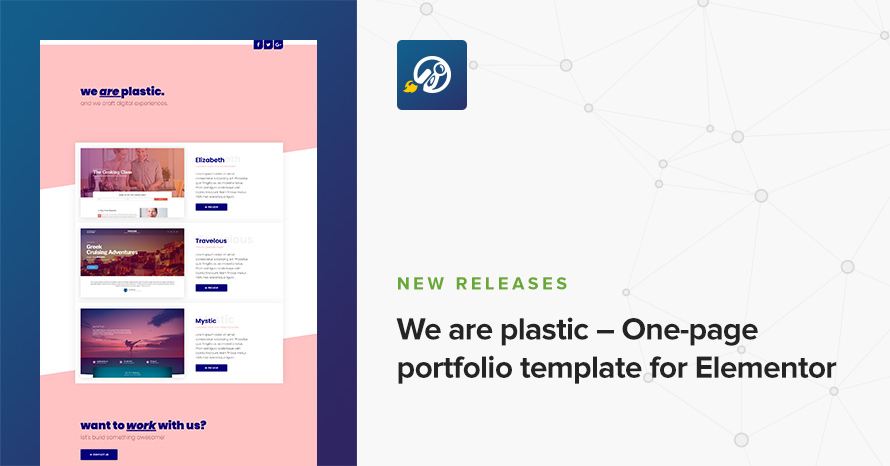 We are plastic – One-page portfolio template for Elementor WordPress template