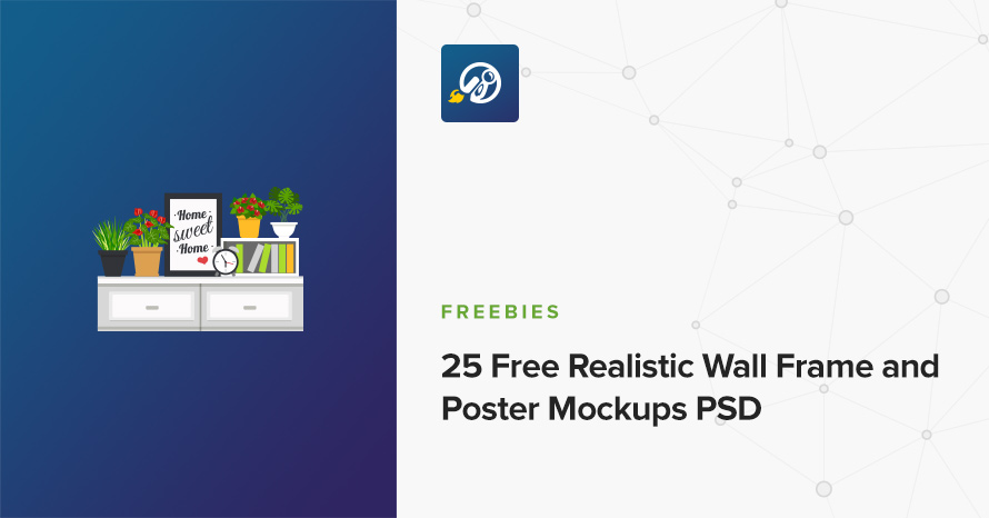 25 Free Realistic Wall Frame and Poster Mockups PSD WordPress template