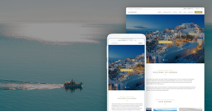 Check out the latest version of Andros, our premium hotel theme for WordPress WordPress template