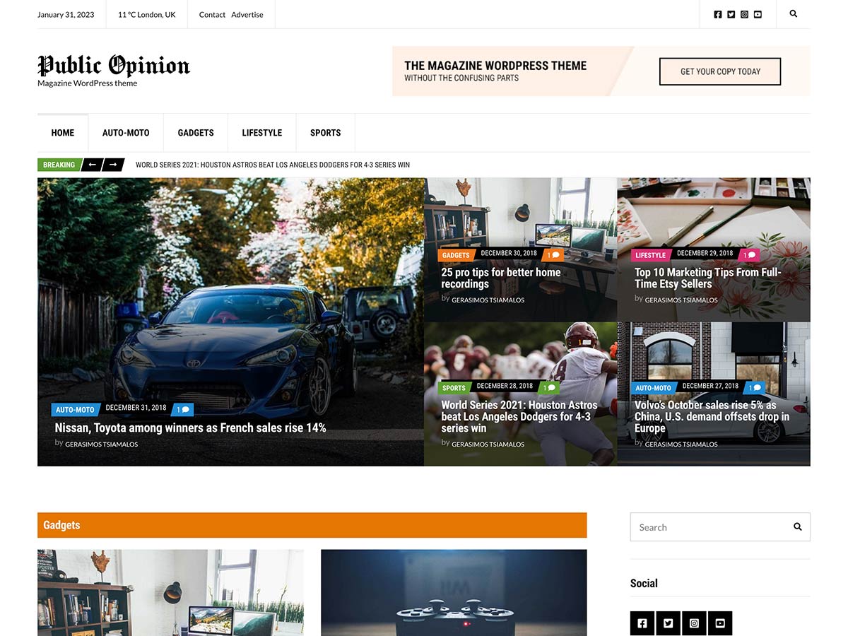 Desktop screenshot of Public Opinion WordPress theme