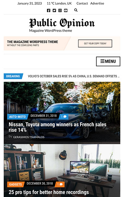 Mobile screenshot of Public Opinion WordPress theme