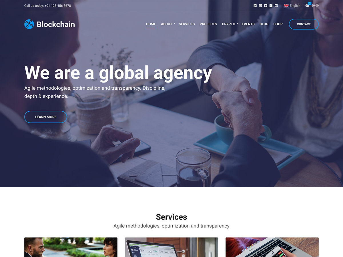 Desktop screenshot of Blockchain WordPress theme