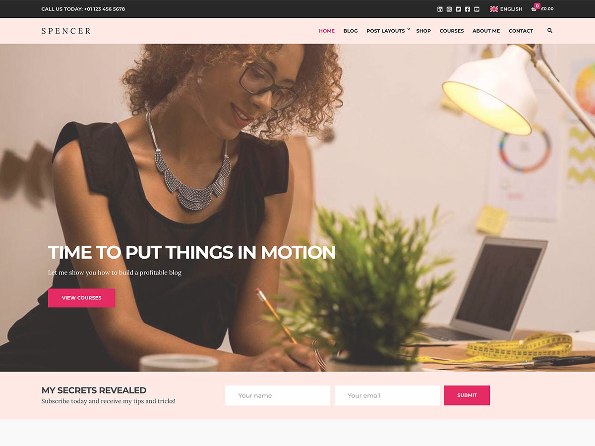 Desktop screenshot of Spencer WordPress theme