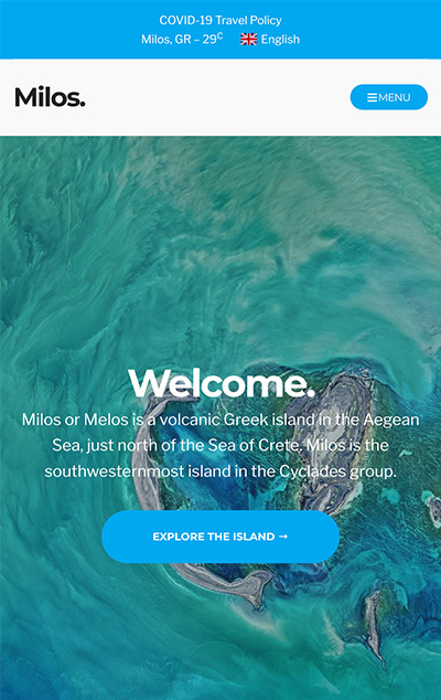 Mobile screenshot of Milos WordPress theme