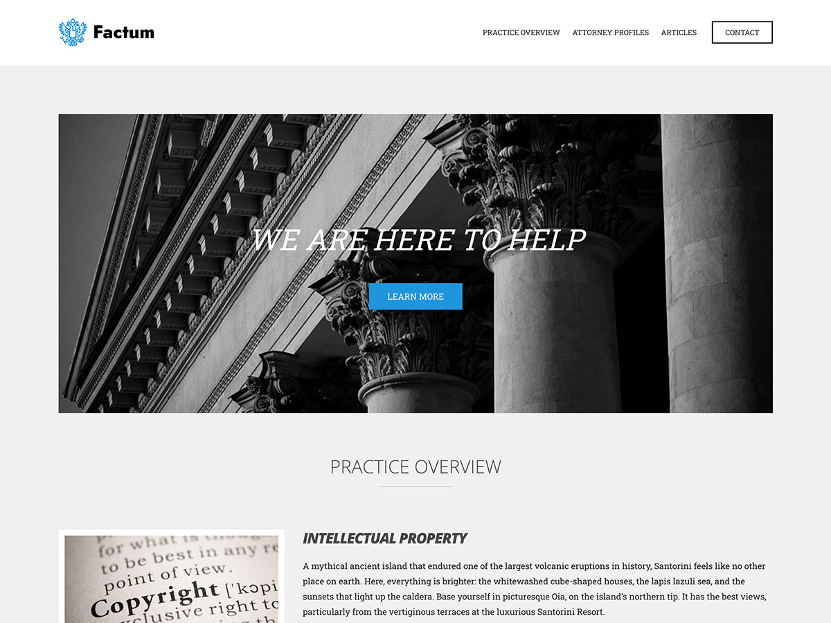 Desktop screenshot of Factum WordPress theme