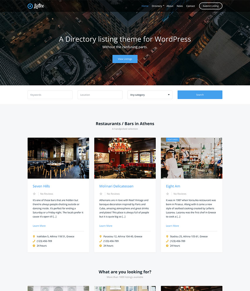 Listee WordPress template