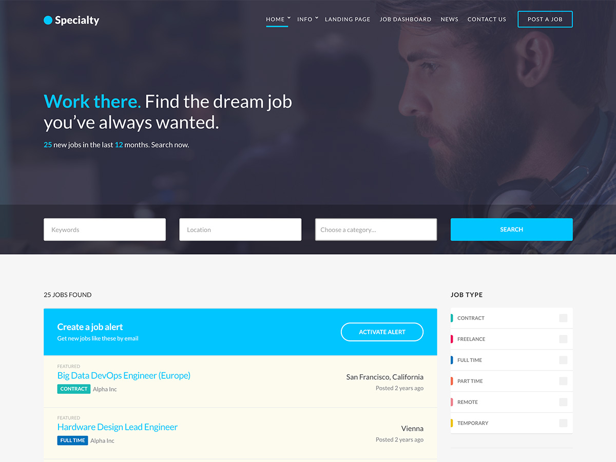 Desktop screenshot of Specialty WordPress theme