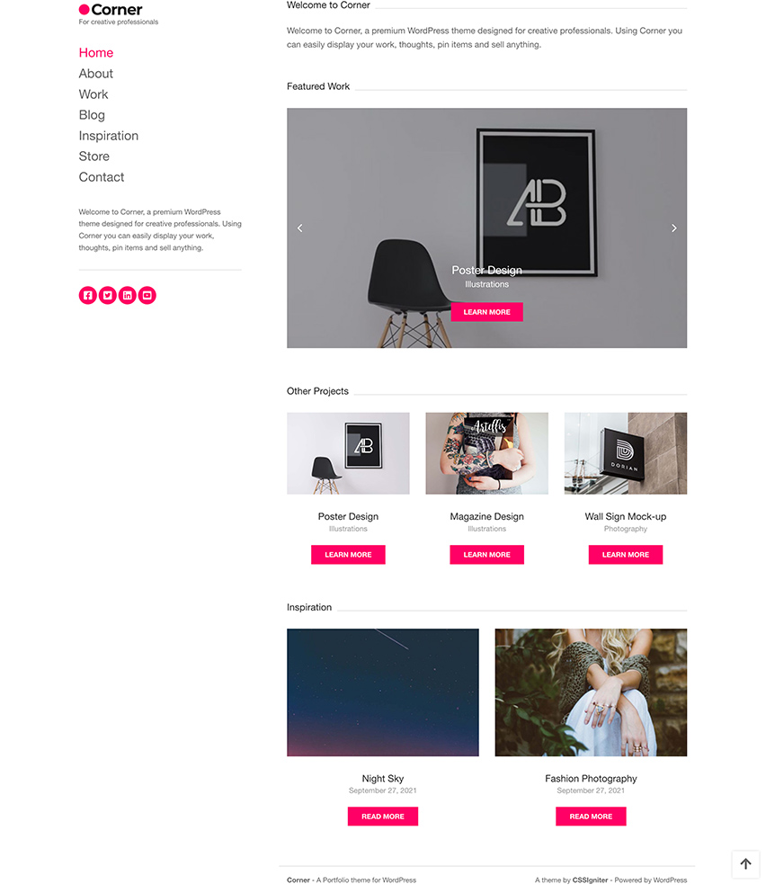 Corner WordPress template