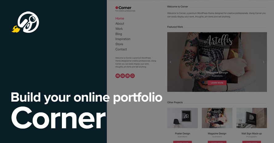 Build your online portfolio with Corner WordPress template