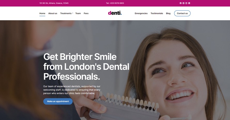 The Elementor version of Denti is here WordPress template